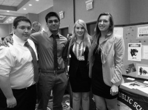 Members of the Marlborough High School Business Professionals of America (from l to r) Russell Giordano, Alay Patel, Colleen Anderson, and Chelsea Trombetta, represented the Marlborough Public Schools at the Chamber of Commerce's annual Biz to Biz event Oct. 3. (Photo/submitted)