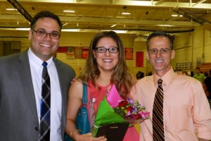 Marlborough High School Teacher of the Year Shannon Phypers with District Music Coordinator Jonathan Rosenthal (left) and music teacher Gary Piazza. (Photo/submitted)