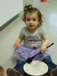 Laura Rodriguez plays the drums. 