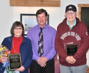 Ann Addeo, Community Service Award recipient; Darren McLaughlin, general manager of Wayside Racquet and Swim Club; and Frank 
