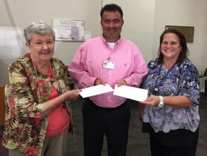 (l to r) Theresa Banfield of the Marlborough Hospital Auxiliary’s Well Wishes Gift Shop; Steven McCue, hospital chief financial officer; and Auxiliary President Susan Weber. (Photo/submitted)