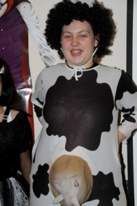 - Jessica Drummey shows off her cow costume.