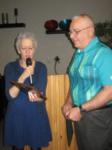 Volunteer of the Year Richard “Cy” Cygan receives the award from Council on Aging Volunteer Coordinator Susan Maki. (Photo/submitted)