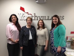 (l to r) Theresa Frias, General Federation of Women's Clubs (GFWC) state chair for Advocates for Children; Diane McCurley, GFWC Mass. director of junior clubs; Kristin Wright, assistant director of development for Youth Villages; and Hannah Hergenrather, staff coordinator for Youth Villages