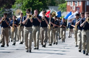 Shrewsbury High School band marches in the Memorial Day Parade.