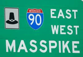 One of the first Mass. Turnpike signs.  Photo/courtesy Glenn R. Parker 