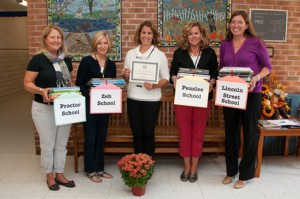 Northborough elementary schools received a grant for picture books. (l to r) Proctor School reading specialist Sylvia Pabreza, Zeh School reading specialist Mary Lincoln, Northborough Education Foundation President Marile Borden, Peaslee School reading specialist Jennifer Shields, and NEF Treasurer Amy Staunton.