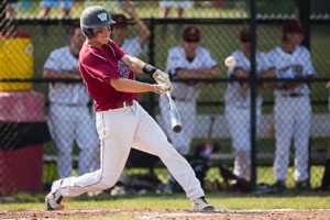 Westborough’s Dylan Kehoe swings at a pitch in a playoff game against Algonquin