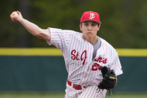 St. John’s Matt Stansky delivers a pitch in a game against Algonquin.