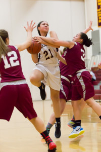 Algonquin’s Rachel McMenemy is fouled as she attempts to shoot.