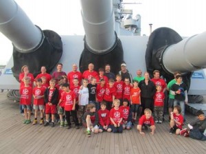 Pack members, leaders and families toured the ships at Battleship Cove May 18.