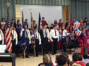 Members of the Vincent F. Picard American Legion Post 234 provide the Color Guard for the annual Veterans Day ceremony at Lincoln Street Elementary School.