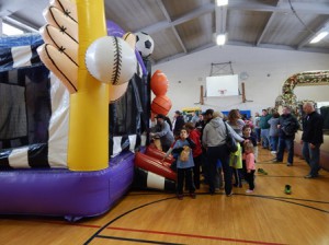 The Peaslee gymnasium was converted into an inflatable obstacle course.