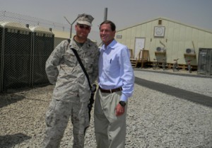 Kevin P. Conway (left) with U.S. Senator Richard Blumenthal (D-Connecticut) in Camp Leatherneck, Afghanistan, Aug. 29, 2011.  Photo/Submitted 