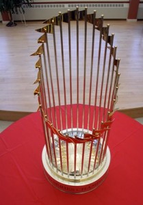 The 2013 Major League Baseball Commissioner's Trophy, on display at the Northborough Senior Center.  