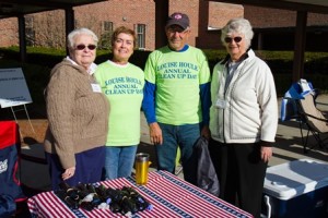 Judy Wilson, Kathy Ledoux, Ron Ledoux, and Fran Warren at Northborough's annual Louise Houle Town Cleanup Day, sponsored by the Northborough Community Affairs Committee and Northborough Women's Club (Kathy and Jim are children of Louise Houle) 