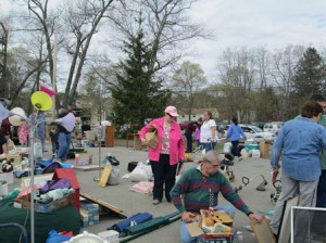 Northborough residents look for treasures at the Recycling Committee event May 3.