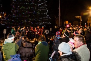 Attendees sing along with Westborough's Hundredth Town Chorus at the annual Northborough Tree Lighting. 