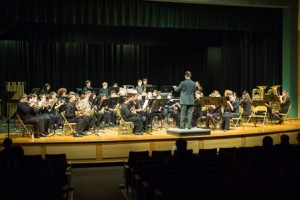 Algonquin's ninth-grade concert band, led by Eric Vincent, performs at the festival.