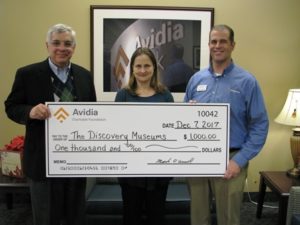 Avidia Charitable Foundation donates $1,000 to The Discovery Museums
