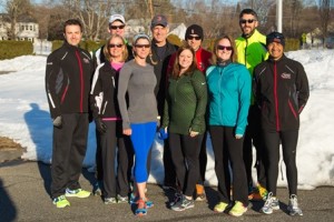 The Saturday morning running crew meets in Northborough weekly to train together for the Boston Marathon. Photo/Jeff Slovin 