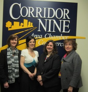 Karen Chapman, vice president of Corridor Nine Area of Chamber of Commerce; Denise Kapulka, Knights Airport Limousine Service; Pam Stevens, Seder & Chandler, LLP;  and Barbara Clifford, president, Corridor Nine.  Photo/submitted  