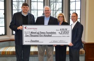 Cornerstone Bank donates to March of Dimes