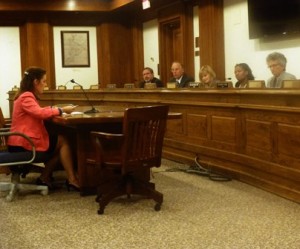 Jen Maseda, senior vice president of United Way of Tri-County, testifies at the State House Sept. 17 to advocate for a Metrowest Commission on the Status of Women and Girls. (Photo/submitted)