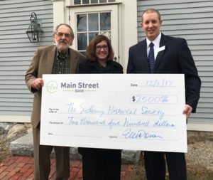 Main Street Bank donates to Sudbury Historical Society
