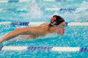 Aaron Wong of Westborough swims in the boys’ 100 yard butterfly event.