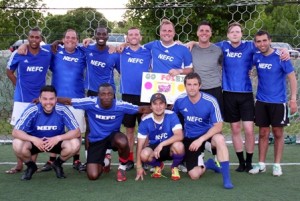 Jason Braga, (far right) with some of his fellow New England Futbol Club coaches.  Photo/submitted  
