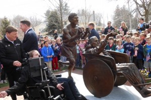 Children from the Center School, where the new statue will be sited, also attended the ceremony. 
