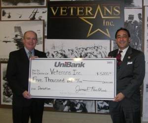 Unibank donates $5,000 to Veterans, Inc.