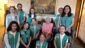Janice Reidy with Shrewsbury Girl Scouts. (Photo/submitted)