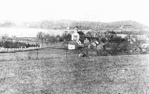 The Southborough reservoir is in the background of this photo taken in the late 1800s.  Photo/Southborough Historical Society 