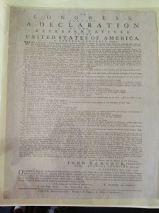 Historical copy of Declaration of Independence on display in Southborough