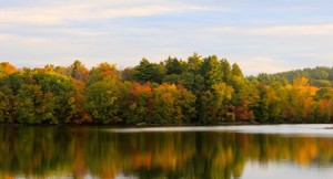 An autumn tapestry frames the Sudbury Reservoir