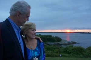 Framed by a Newport sunset, John and Andrea Ahern reflect on their 50 years of marriage during a celebration of their golden anniversary. (Photo/submitted)