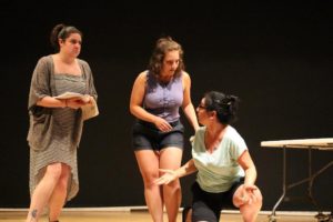 Regatta Players members (l to r) Bri Ryder, Tessa Newell and Christina Pierro rehearse “9 to 5: the Musical." (Photo/submitted)