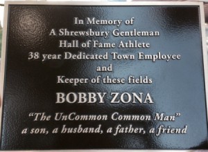 This memorial plaque will be placed on a rock in Dean Park in honor of the late Bobby Zona. (Photos/submitted)