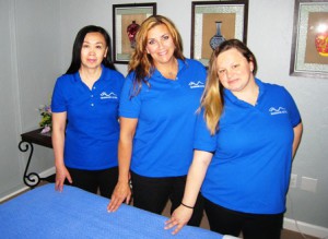 (l to r): Massage Ultra therapists Gayle, Robin, and Randi