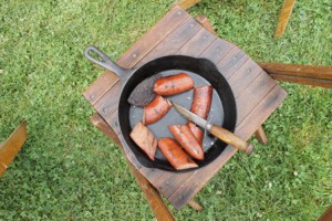 A typical meal cooked on the camp's fire pit. 