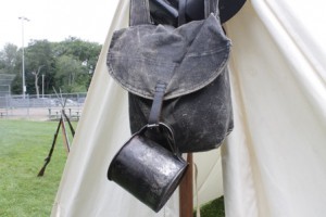 Every Civil War soldier carried a haversack, which held food rations. The tin cup was also carried and used for cooking food. 