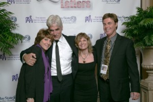 Gathered after a recent performance of “Love Letters,” a benefit for the Pancreatic Cancer Alliance (PCA) presented at the Hanover Theatre for the Performing Arts in Worcester, are (l to r) Audrey Kurlan-Marcy, PCA chair; performers Sam Elliott and Katharine Ross; and Audrey’s husband Mike Marcy, whose father passed away from pancreatic cancer. Photo/submitted 