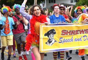 Shrewsbury High School Speech and Debate Club members bring spirit to the parade route. Photo/Ed Karvoski Jr.