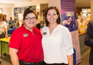 (l to r) Samantha Atchue, who has worked at Chick-fil-A "since day one"with Katie Lawson, who owns the Westborough franchise with her husband, Mike. 