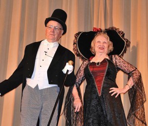 Gene Kenny and Carolyn Goetz portray W.C. Fields and Mae West in a comedy sketch.