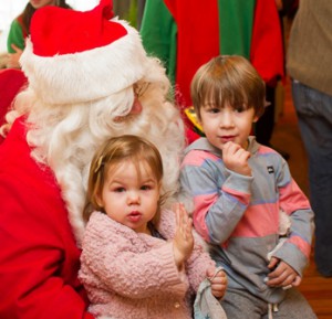 Charlotte DiPierro, 19 months and her brother Hudson, 4, enjoy a visit with Santa. 