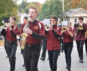 The Algonquin Regional High School Marching Band brings music to the parade route.