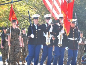 Marching in this parade for the first time is the U.S. Marine Corps JROTC of Assabet Valley Regional Technical High School in Marlborough.